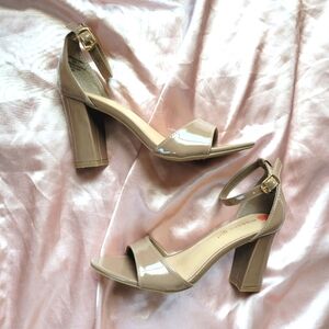 Nude ankle strap heels